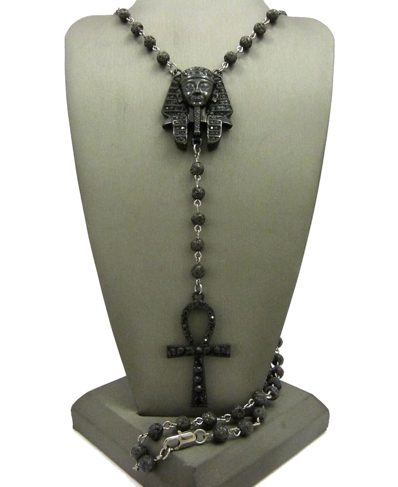 Fashion 21 Egyptian Pharaoh King Tut & Pave Ankh 6mm 30